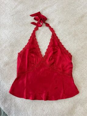 Reformation Monica Silk Top in Lipstick